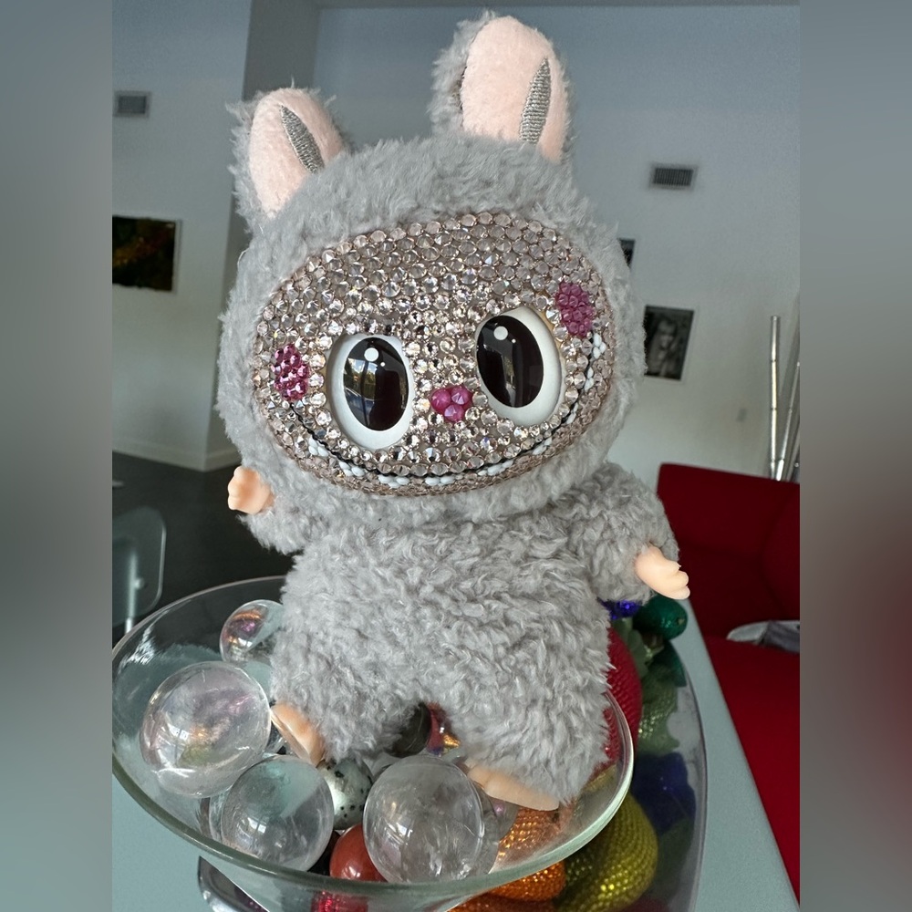 NEW Labubu-inspired Lafufu Swarovski Crystal purse charm keyring